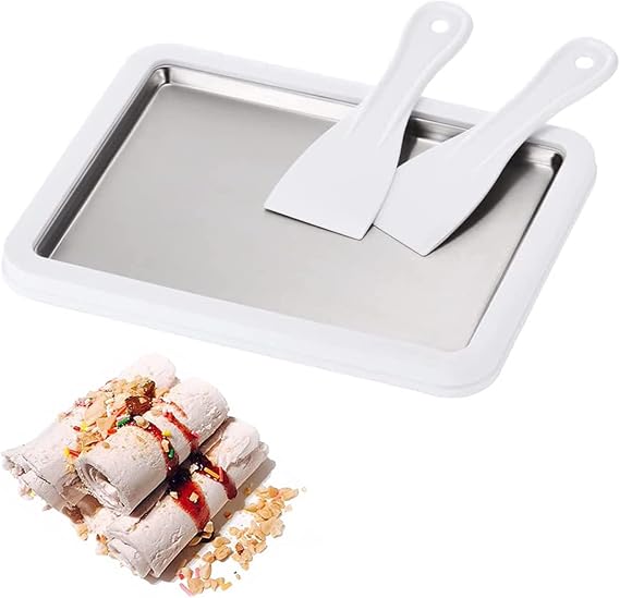 Instant Ice Cream Maker Pan and Scraper,Cold Sweet Fried Food Plate for Making Soft Serve Ice Cream Slushies Frozen Yogurt Sorbet Gelato Rolled Ice Cream