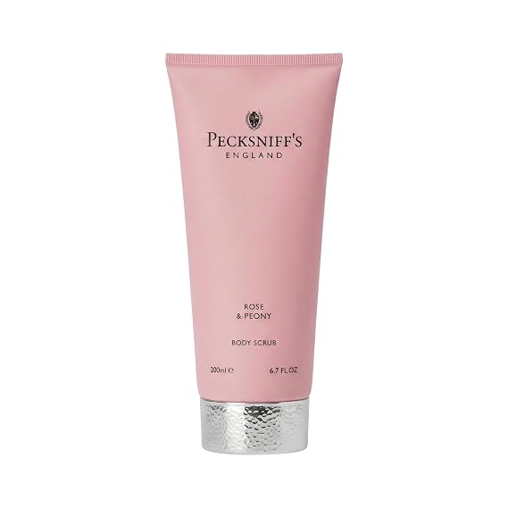 Pecksniffs Rose and Peony Body Scrub 200ml, Gentle Exfoliating Body Polish with Floral Scent, Creamy Sugar Scrub for Smooth Soft Skin, Shower Exfoliator for Dry Dull Skin, UK Bath and Body