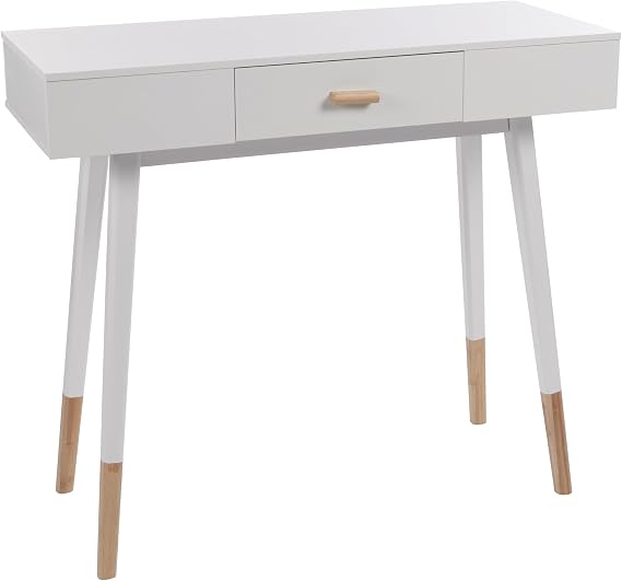 eHemco Euro Console Sofa Table, White and Dark Oak