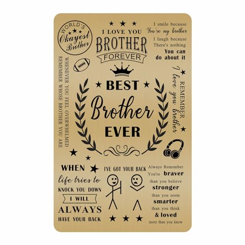 Emideary Brother Ive Got Your Back Stick Figure Gifts - Best Brother Ever - to My Brother from Sister - Happy Birthday Brother Brass Engraved Wallet Card Inserts Christmas
