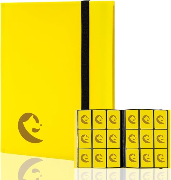 Card Binder, 9 Pocket Trading Card Album Folder, 396 Side Loading Pocket Binder for TCG, Sport Cards (Yellow)