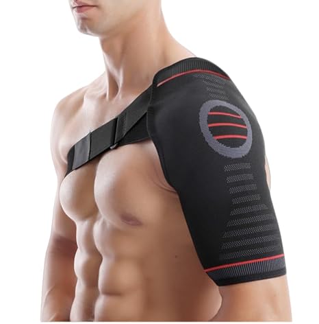 Shoulder Support Brace for Men,1 PC Rotator Cuff Shoulder Support Brace, Adjustable Shoulder Brace for Both shoulders Pain Relief, Dislocated AC Joint Sprain Soreness Tendinitis Arthritis (Black)