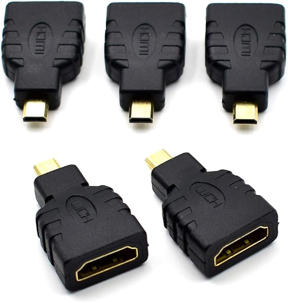 5 Packs Micro HDMI to HDMI Type D Male to HDMI Female Coupler Connector for Micro HDMI Port Devices Adapter Gold Plated Converter