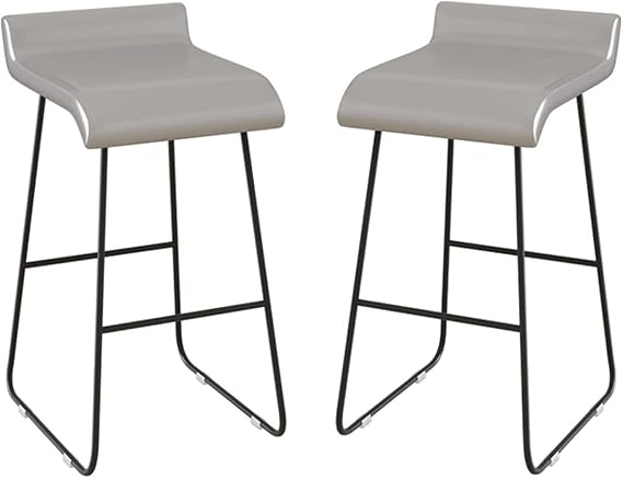 Modern Bar Stools Set Counter Height Dining Chairs Metal Bar Stools Set of 2 Kitchen Counter Stool Industrial Square Barstool Bar Chairs 75cm(Grey)