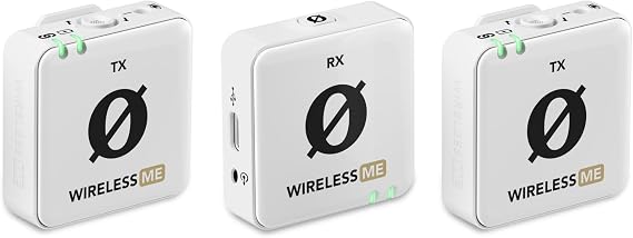 RØDE Wireless ME Dual Set Ultra-compact Wireless Microphone System with Built-in Microphones, GainAssist Technology and 100m Range for Filmmaking, Interviews and Content Creation (White)