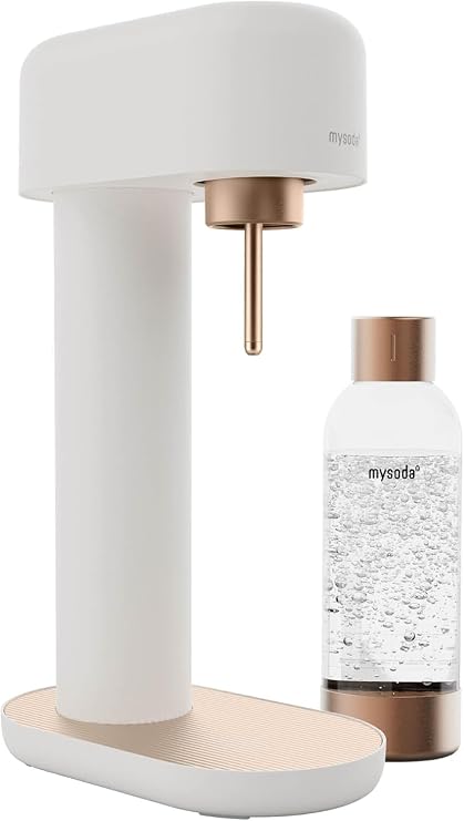 Mysoda Ruby 2 Silent Soda Maker with1L Bottle - High Quality - White Copper | Silent Aluminum Sparkling Water Maker with 1L Bottle. Ideal for Simple Everyday Home Carbonation | CO2 Cylinder not Included