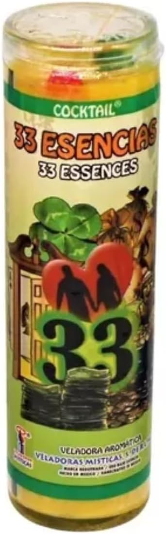 33 Essences (33 Esencias) 7 Day Prepared Scented Candle in Glass