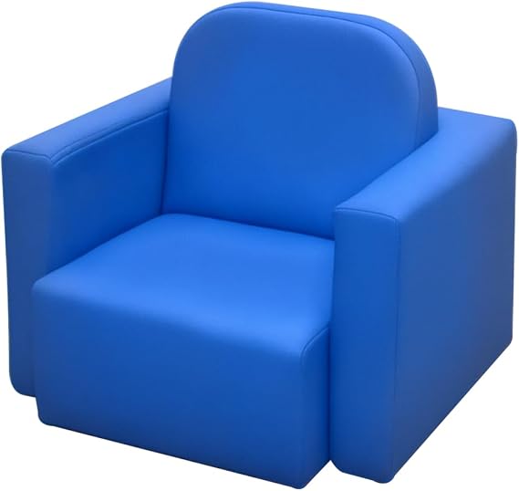 Qaba 2-in-1 Multifunctional Kids Sofa Convertible Table and Chair Set for Boys Girls, Blue