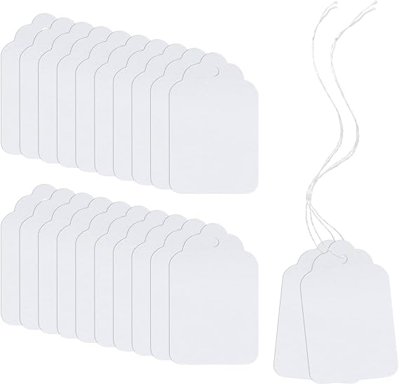 White Lace Marking Tags, 200Pcs Blank Merchandise Tags, Display Labels for Holiday Arts Crafts, 1.38 0.87 Inches