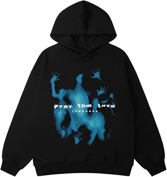 COOLMONAR Mens Y2K Oversized Hoodie Streetwear Shadows Graphic Print Zip-Up Hoodies Sweatshirt Casual Hooded