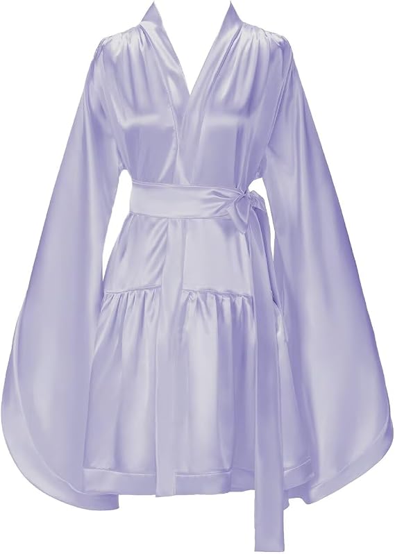 Women's Silk Satin Bridal Robe Dressing Gown Lingerie Pajamas Nightgown Short Bathrobe Sleepwear Maternity Photoshoot Robe