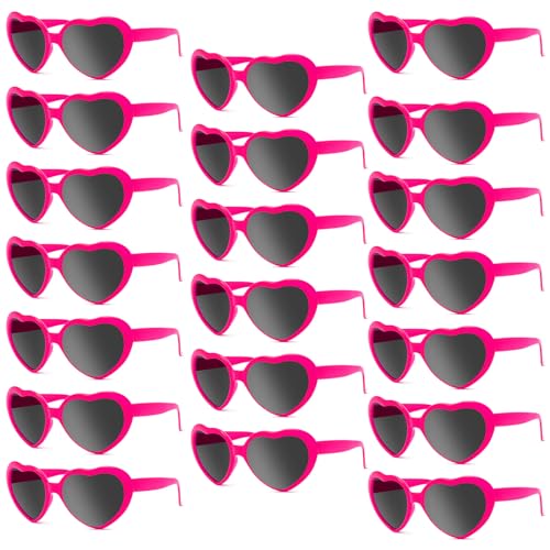 YQVIE 1020 Pack Neon Color Heart Shaped Sunglasses for Women Heart Sunglasses in Bulk for Bachelorette Party Favors