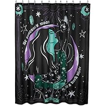 Killstar Moonlight Black Cat Moon Spiritual Witchy Shower Curtain KSRA005930