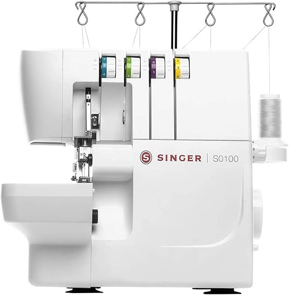 SINGER S0100 Metal Frame Serger with Accessory Kit | Overlock Machine with 6 Built-in Stitches, 2-3-4 Thread Capability, Adjustable Tension & Stitch Length | 1300 Stiches/Min & Differential Feed