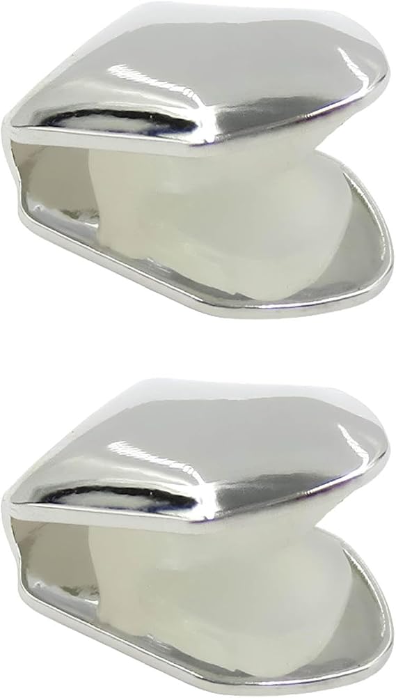 2Pcs Silver Plated Single Tooth Grill Cap, Shiny Hip Hop Plain Teeth Braces, Removable Mouth Teeth Decoration Accessories for Party Hip Hop Costume Cosplay