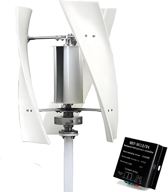 Vertical Wind Turbine Generator, 3000W-12000W 12V/24V/48V 220V, 3-Blade Helical Maglev with MPPT Controller, for Home Farm Use