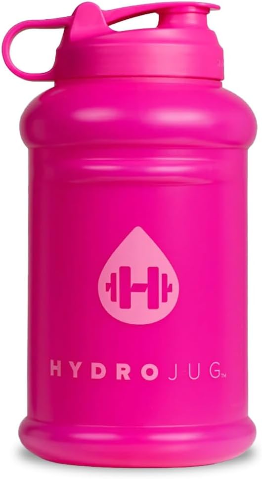 HydroJug Half Gallon Water Bottle 64oz - Leakproof, Carry Handle, Dishwasher Safe, BPA Free - All-Day Cold Hydration - For Fitness, Outdoors, Everyday Life, Neon Magenta