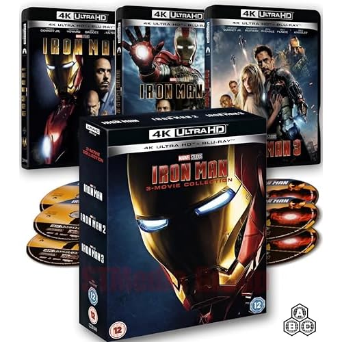 Iron Man: Trilogy (3-Movie Complete Collection, 6-Disc Box set) [4K UHD + Blu-ray] [Region Free]