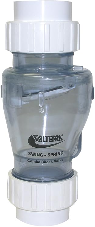 Valterra 200-CU20 PVC Swing/Spring Combination Check Valve, Clear, 2" Union