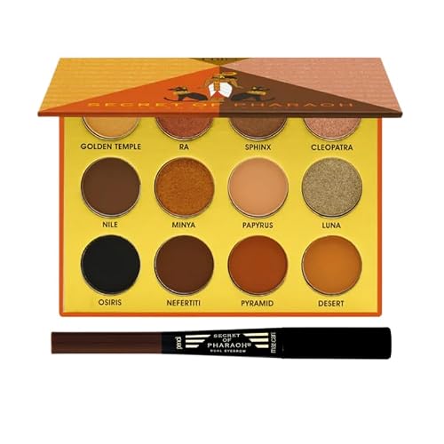 EBIN NEW YORK Eye Shadow Palette Makeup Golden Empire Eyeshadow Palette Bundle with 1x Secret of Pharaoh Dual Eyebrow Natural Espresso Smooth Texture, Long-Lasting, Vegan Gift Set 2 Items