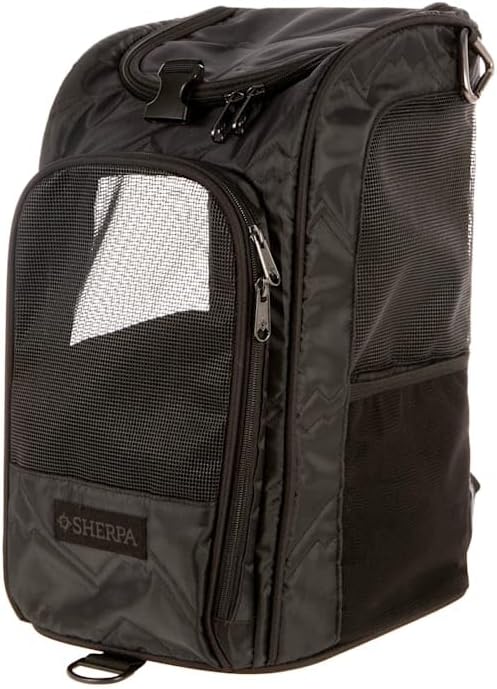 Sherpa Deluxe  On Board Convertible Pet Carrier & Backpack, Black, Medium