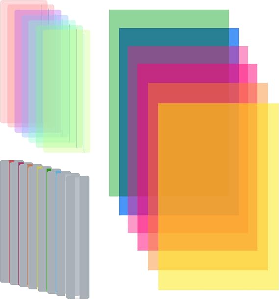 22PCS Coloured Dyslexia Overlays - 3 Sizes Reading Highlight Strips, ADHD & Dyslexia Aids for Children Teachers Beginners, Reduce Visual Stress