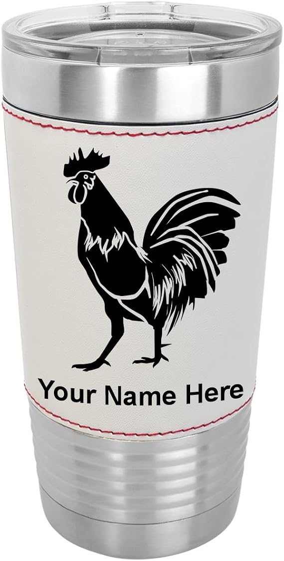 LaserGram Personalized 20oz Tumbler, Rooster (Baseball Style)