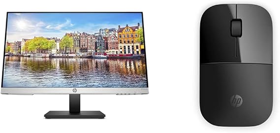 HP 24mh FHD Monitor - Computer Monitor with 23.8-Inch IPS Display (1080p) Wireless Mouse Z3700 (26V63AA#ABL, Black)