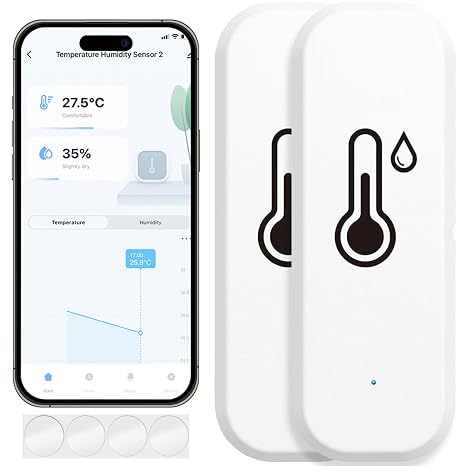 Zigbee Hygrometer Thermometer Sensor, Smart Temperature and Humidity Sensor Adjustable Update Frequency, Use with Remote App for Alert, Baby Room…