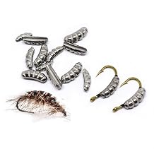 40 pcs 4 Optional Sizes Fast Sinking Tungsten Scud Back Fly Tying Materials 30% More Heavy Weighted Ribbed Shrimp Bodies