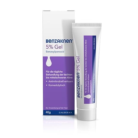 BENZAKNEN 5% gel 40 g remedy for pimples and blackheads for mild to moderate acne frees pores and reduces sebum and inflammation with BPO (benzoyl peroxide) dermatologically tested