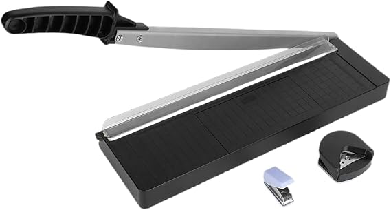 Paper Cutter - Heavy Duty Document Slicer | Precision Trimmer for Office, School, Studio, Home, Paper Craft Projects, Photos, Cards, Posters, and Labels, Portable Cutting Board Tool for Teachers