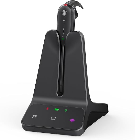 Yealink DECT Wireless Headset WH63 E2 UC,Single Ear (Mono) Convertible Office Headset with Noise Canceling Mic, 607Ft Range,3 Wearing Styles,Connects to Desk Phone and Computer