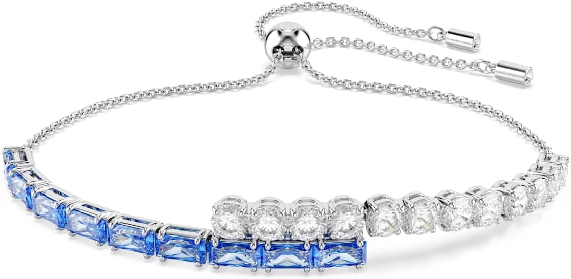 Swarovski Matrix bracelet, Mixed cuts, Blue, Rhodium plated