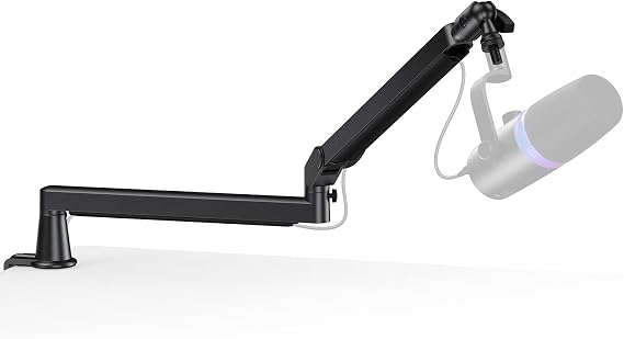 Low Profile Mic Arm Microphone Boom Arm Stand for Gaming Streaming Black