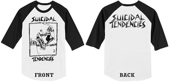 Suicidal Tendencies Official Lance Skater 3/4 Baseball Jersey - Raglan Softball Black