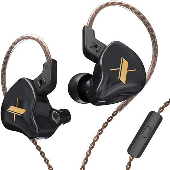 KZ EDX in-Ear Monitors, HiFi Stereo Stage/Studio IEM Wired Noise Isolating Sport Earphones/Earbuds/Headphones with Detachable Cable 2Pin for Musician Audiophile (with Mic, Black)