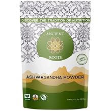 Ancient Roots Ashwagandha Powder 100% Pure & Natural, Non-GMO, Gluten-Free Perfect for Smoothies, Teas, and Recipes 10.5 oz Resealable Bag