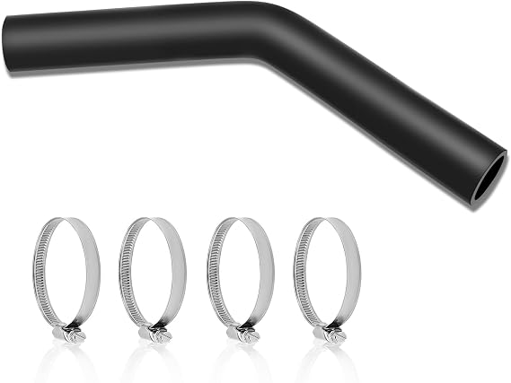 1 1/2" ID, 45 Degree Gasoline Fuel Filler Neck Hose with 4 Clamps, Reinforced Gas Tank Filler Hose 15 7/8" Length