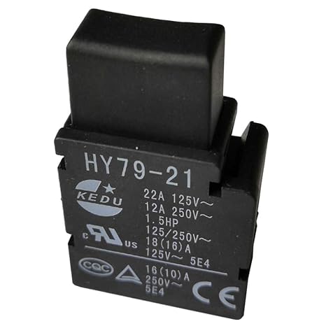 KEDU HY79-21 Hand-Held Electric Tool Trigger Switch ON Off Push Button Switches for Cutting Machine Electric Drill Hammer Garden Tools Lawn Mower 125/250V 22/12A 1.5HP,2-Pack