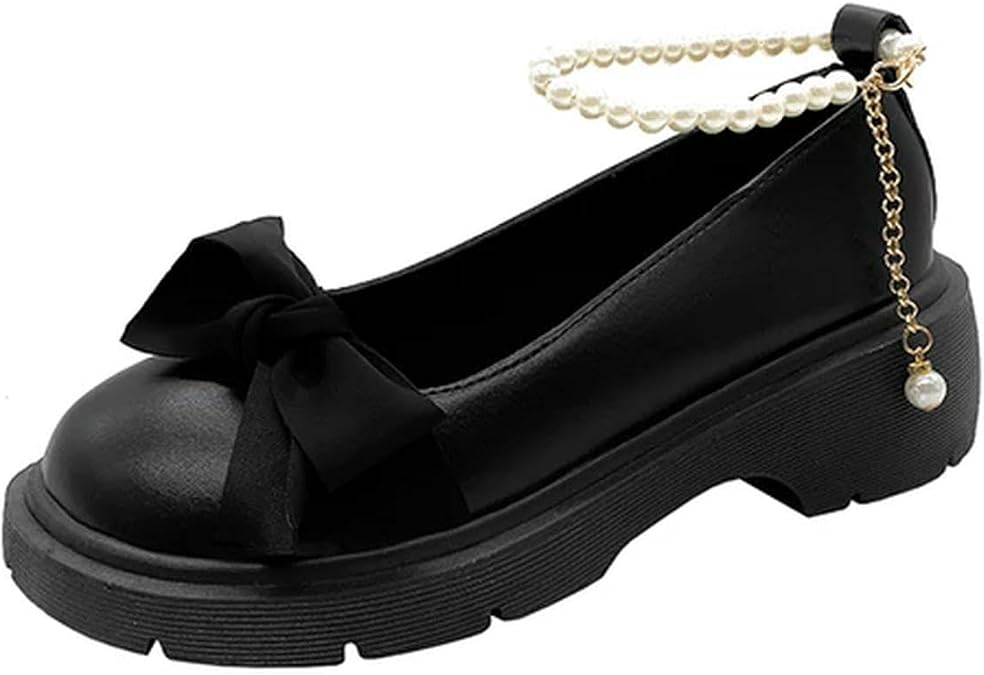 Cute Bow Lolita Shoes Women Japanese Style Mary Jane Shoes Women Vintage Flat High Heels Chunky Platform Shoes Cosplay Female Shoes