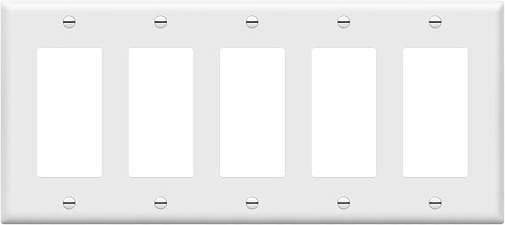 ENERLITES 5-Gang White Decorator Light Switch Outlet Wall Plate Cover