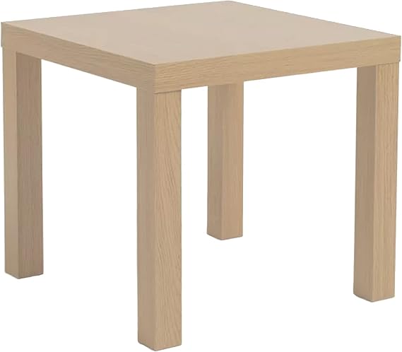 home stuff Side Coffee Table with Classic Design, Bed Side Table, End Table, Light Weight, Small Square Stylish Table For Office, Living Room, Small Square Side Table, 55x55x45 CM (White Stained Oak)