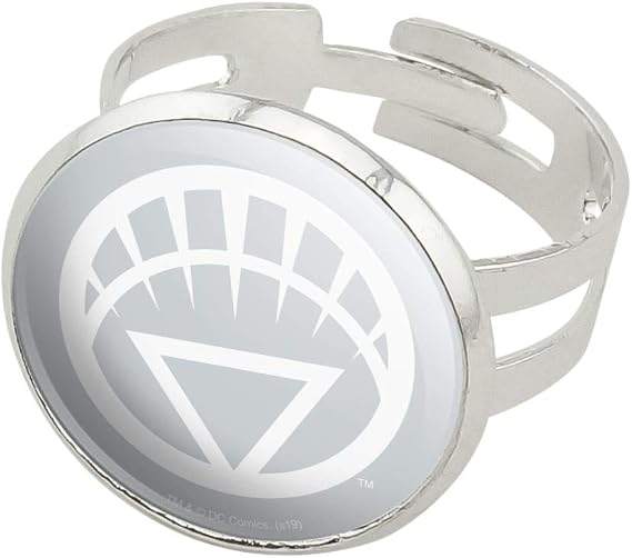 Green Lantern Blackest Night White Lantern Logo Silver Plated Adjustable