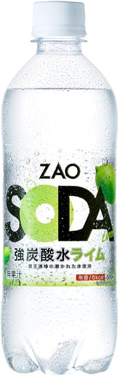 ZAO SODA Strong Carbonated Water, 16.9 fl oz 500 ml x 24 Bottles, Lime