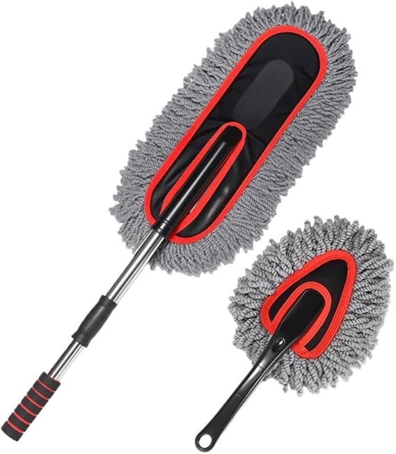 Coofbe 2 ADET Set Profesyonel Püsküllü Mikrofiber Araç Yıkama Fırçası Toz Alma Fırçası Araç Paspası