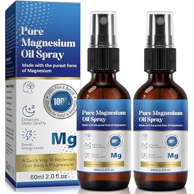 Magnesium Spray 2 Pack, Magnesium Oil for Feet and Sleep,Pure Magnesium Oil Spray, 100% Pure and Organic, Glass Bottle, Travel Size 2 Fl oz