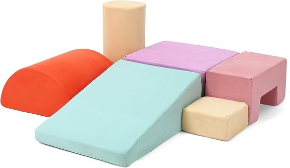 6 Pieces Soft Play Climbing for Toddlers Indoor Foam Climber Playset for Crawling, Sliding & Active Play, Safe & Modular Design for Home & Daycare for Toddlers 1-3(Colorful)