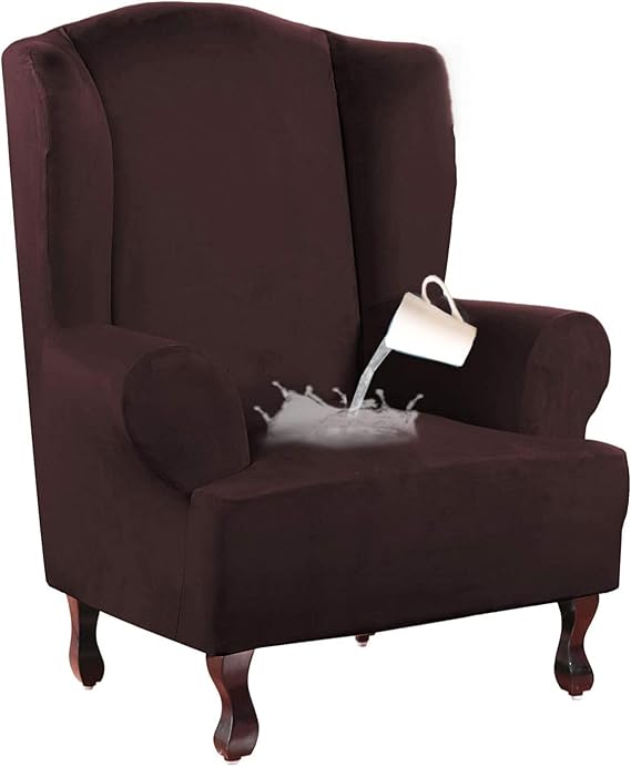 Stylish Wingback Chair Slipcover for Living Room,One Piece High Stretch Chair Covers for Bedroom,Non-Slip Furniture Protector Sofa Covers for Pets