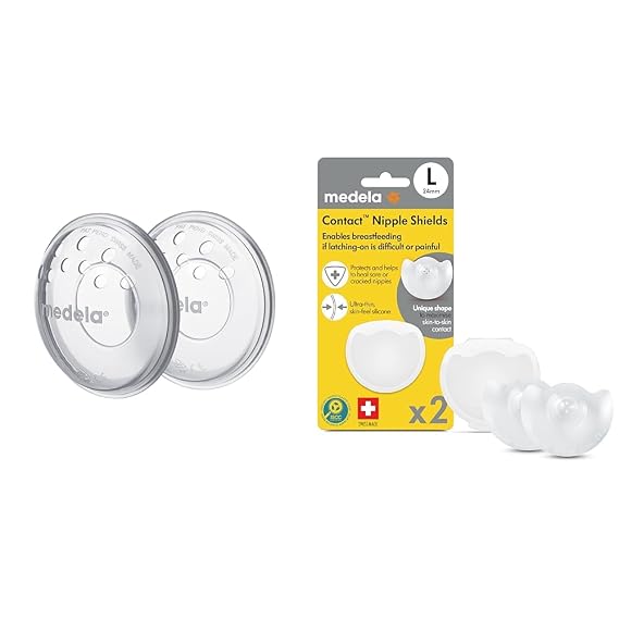 Medela Breastfeeding Bundle with SoftShells for Sore Nipples, 24mm Medium Contact Nipple Shields for Latching Issues, 2 Count